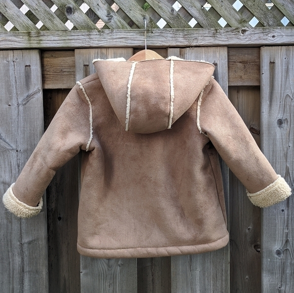 LAND'S END kids baby faux sherpa jacket coat hood - Picture 2 of 10